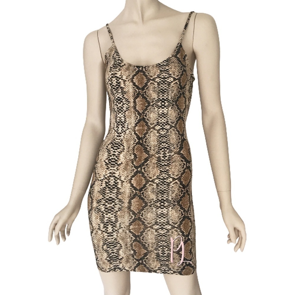 Hera Collection Snakeskin Print Bodycon Bandaid Mini Slip Dress